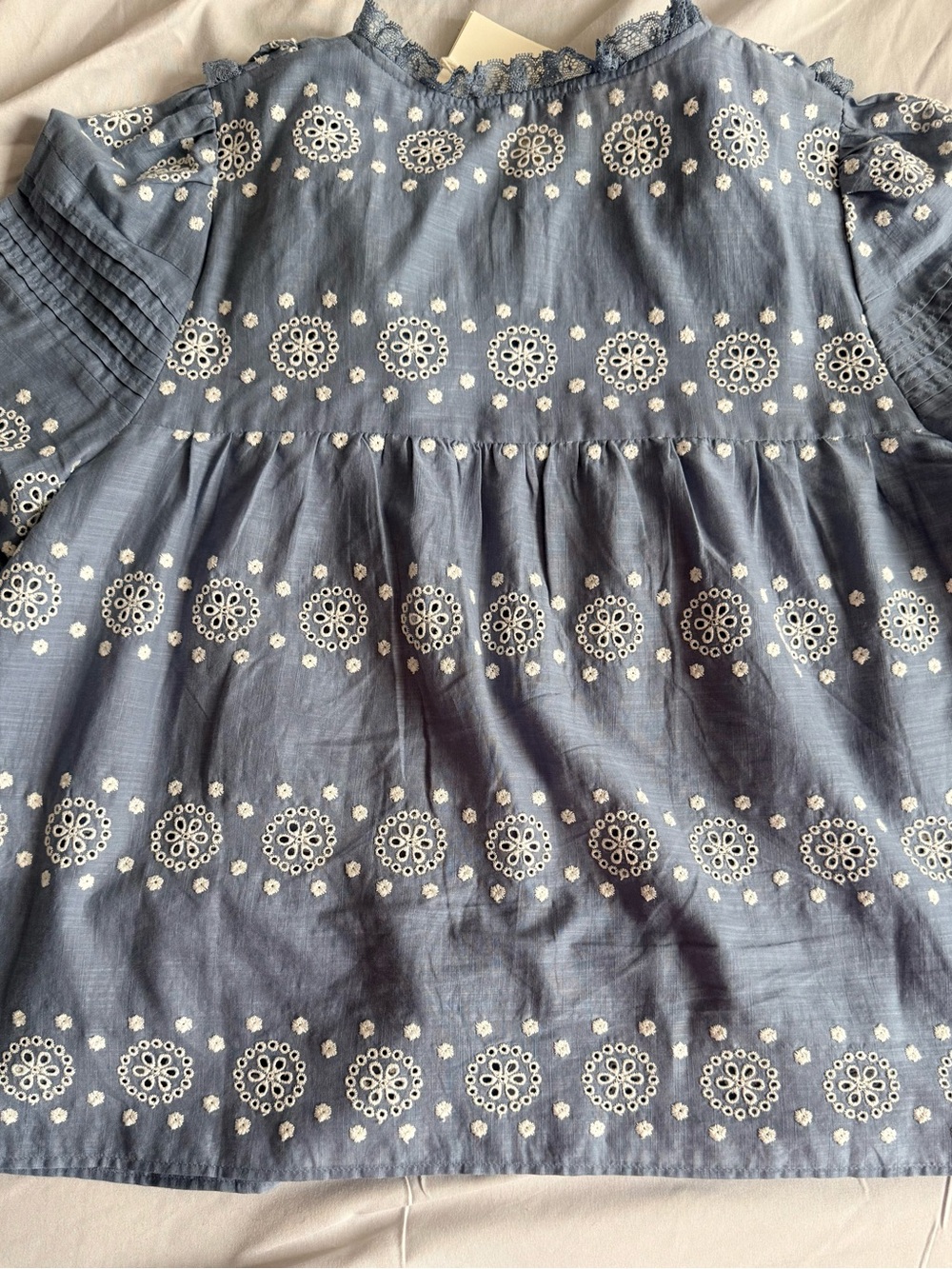 Sézane Nele Shirt. Vintage Blue&Ecru. Size38/US6 - Picture 7 of 7